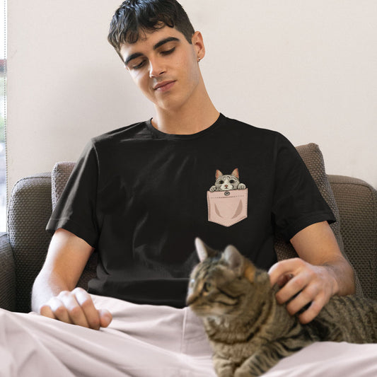 T-Shirt Cute Cat Pocket