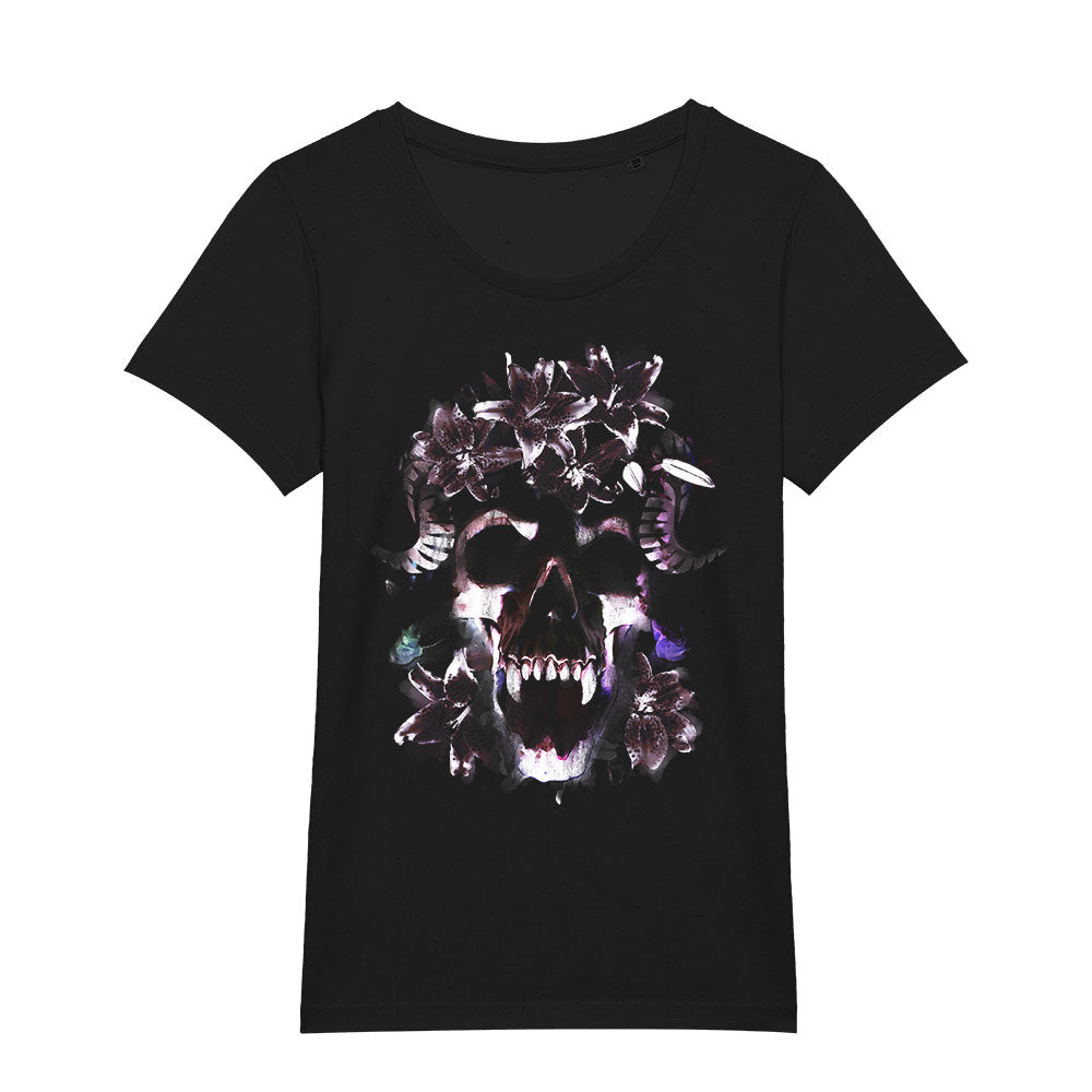 T-Shirt (w) Skull Flower